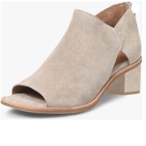 YDN Beige Peep Toe Low Block Heels Back Zipper Sandal Ankle Boots Comfy Shoes